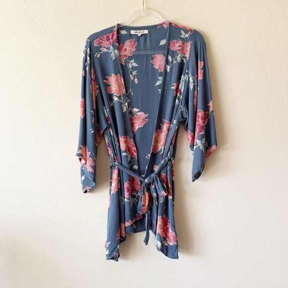 Rip Curl Moon Bay Curl Floral Front Tie Mid Length Kimono - Picture 1 of 9